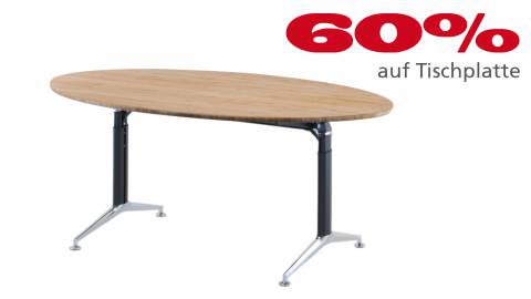 Konferenztisch Ellipse L1810 in Massivholz Bambus 1750x1030x25mm