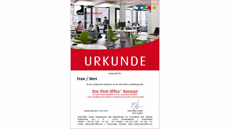 07.03.2012 - Ausbildungsreihe:  1. &quot;Das Vital-Office Konzept&quot; .. für mehr Lebensqualität in einer gesunden Bürowelt.