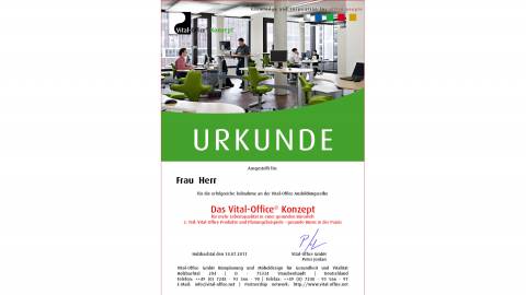 30.09.2011 - Ausbildungsreihe:  2.  &quot;Die Vital-Office Produkte und Planungsbeispiele&quot; .. gesunde Büros in der Praxis