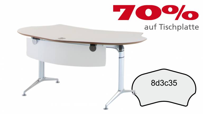 VERKAUFT - Schreibtisch FormFit 8d3c35 in kristallweiß Dekor 1686x897mm