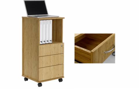 Bambus Büro-Caddy mit 3 Schubladen (Sitwell Lagerkollektion)