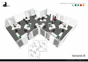 Büroplanung | Großraum-Gruppenbüro DTM-01 für DK Büro und Wohndesign GmbH